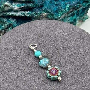 🩵REFINED Handcrafted Turquoise Labradorite Czech Glass Sterling Pendant🩵